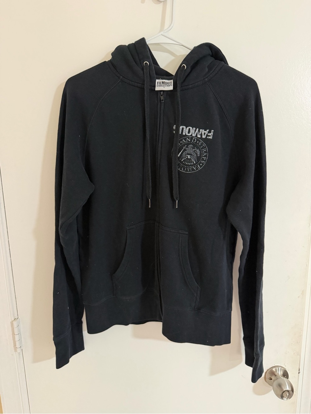 Famous Stars & Straps Black Zip-Up Hoodie with Logo